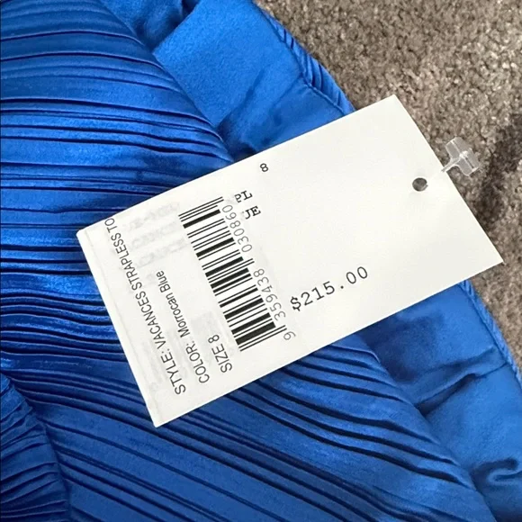 L’IDEE Vacances Plissé Strapless Top Blue 8 NWT - Picture 12 of 12